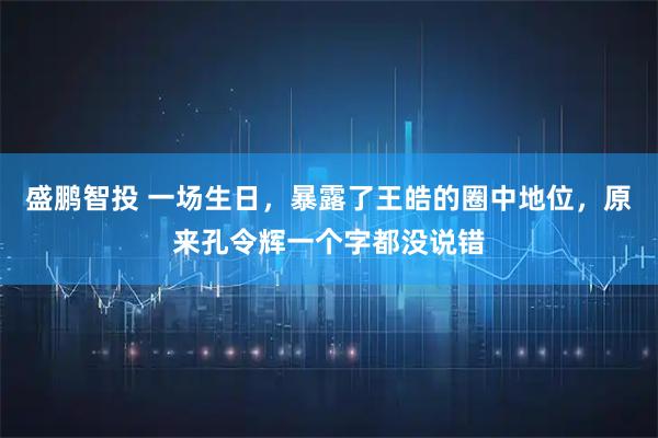 盛鹏智投 一场生日，暴露了王皓的圈中地位，原来孔令辉一个字都没说错
